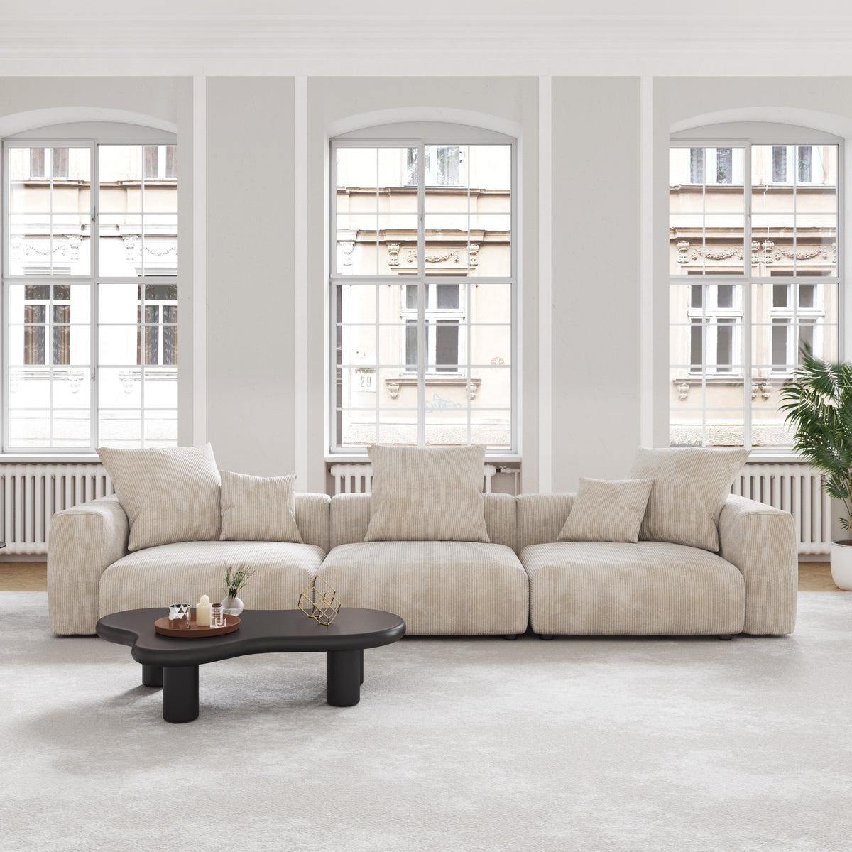Corduroy 3-Seater Sofa in Sandstone in Sandstone