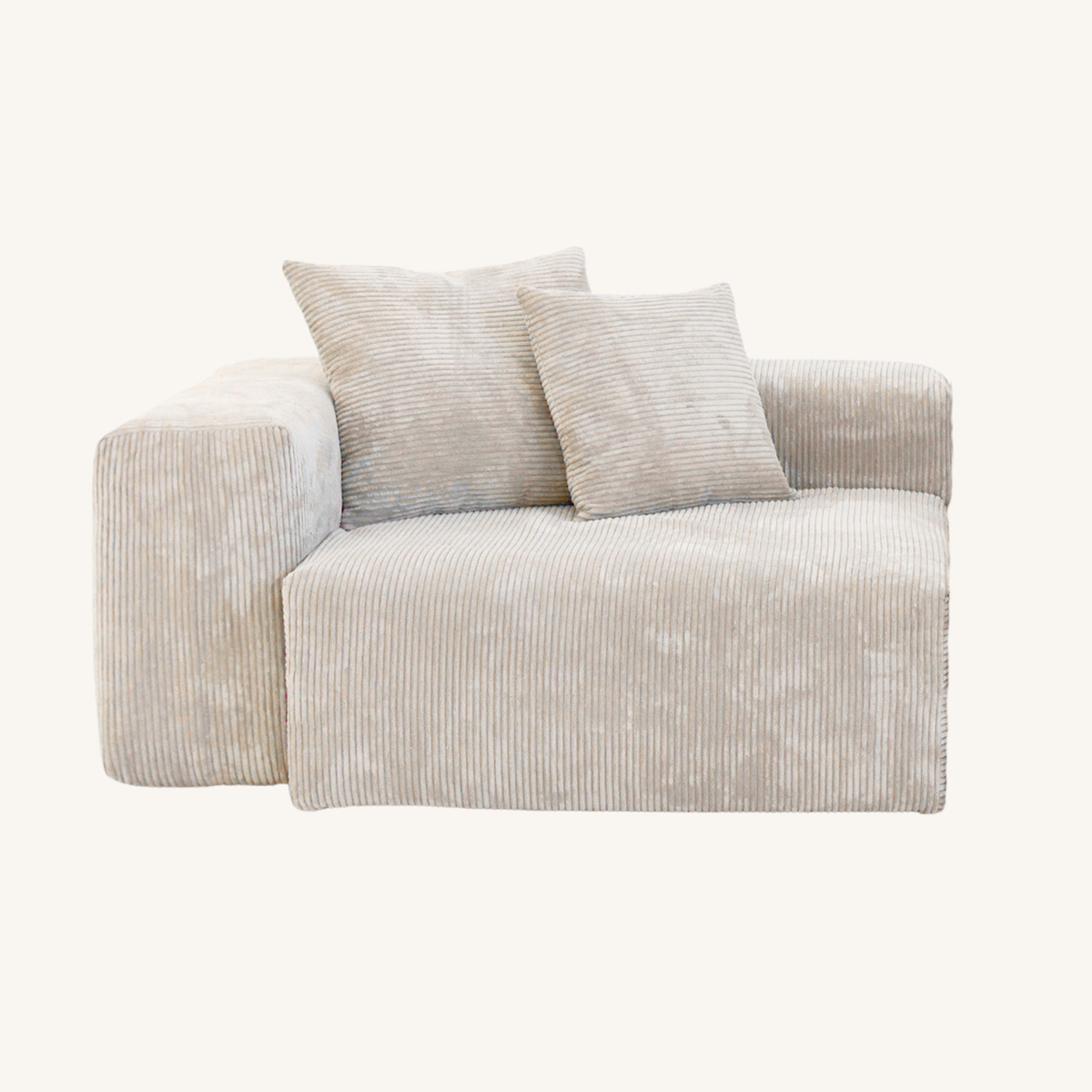 Corduroy Left Facing Armrest in Sandstone