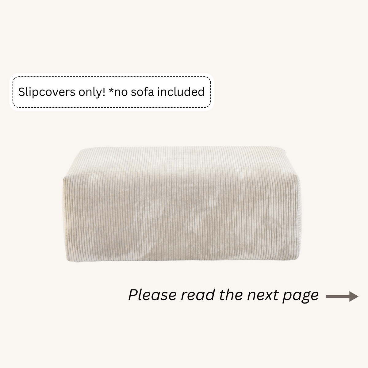 Slipcovers only! Corduroy Ottoman in Sandstone