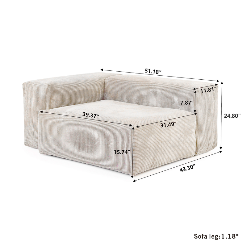 Corduroy L&R Facing Armrest in Sandstone