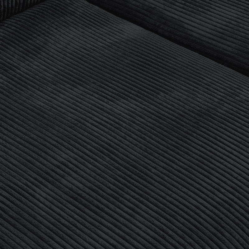 Corduroy 3-Seat Lounger Sofa in Obsidian
