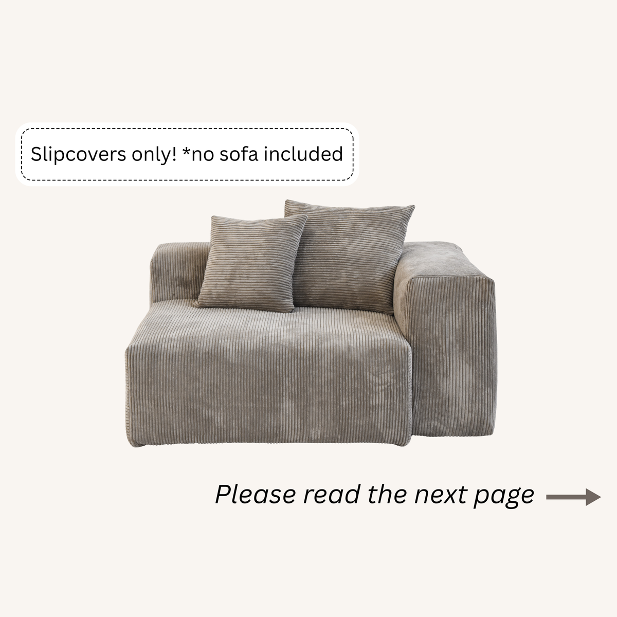 Slipcovers only! Corduroy Right Facing Armrest in Mocha