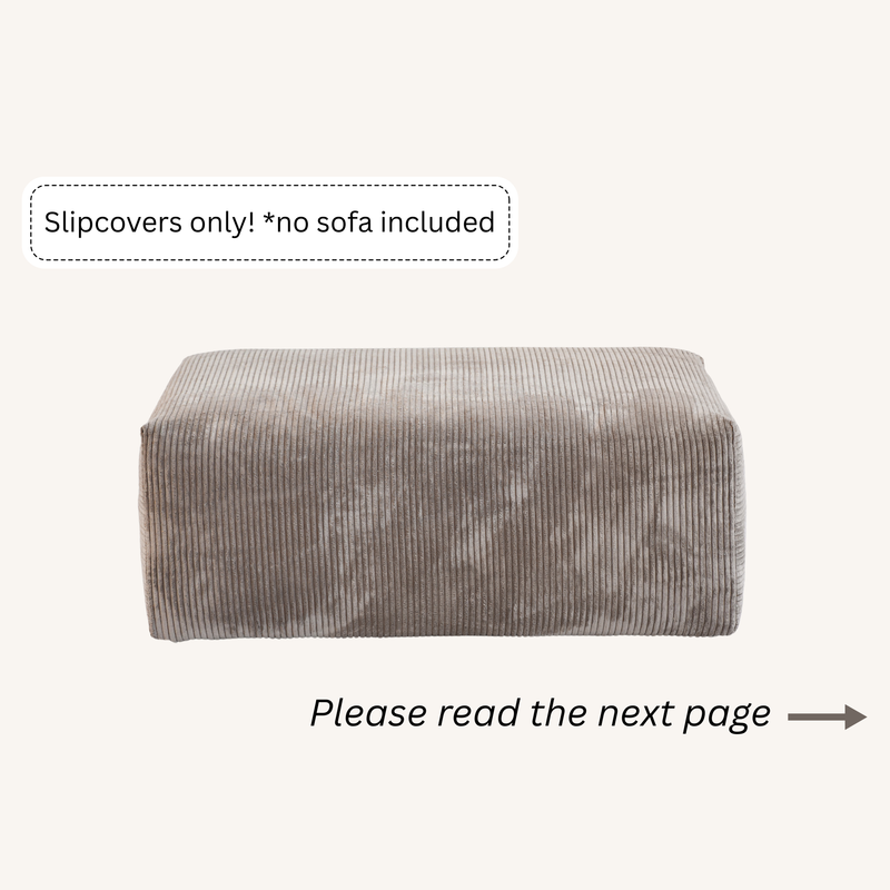Slipcovers only! Corduroy Ottoman in Mocha