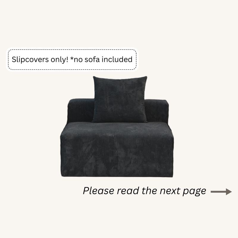 Slipcovers only! Corduroy Median in Obsidian
