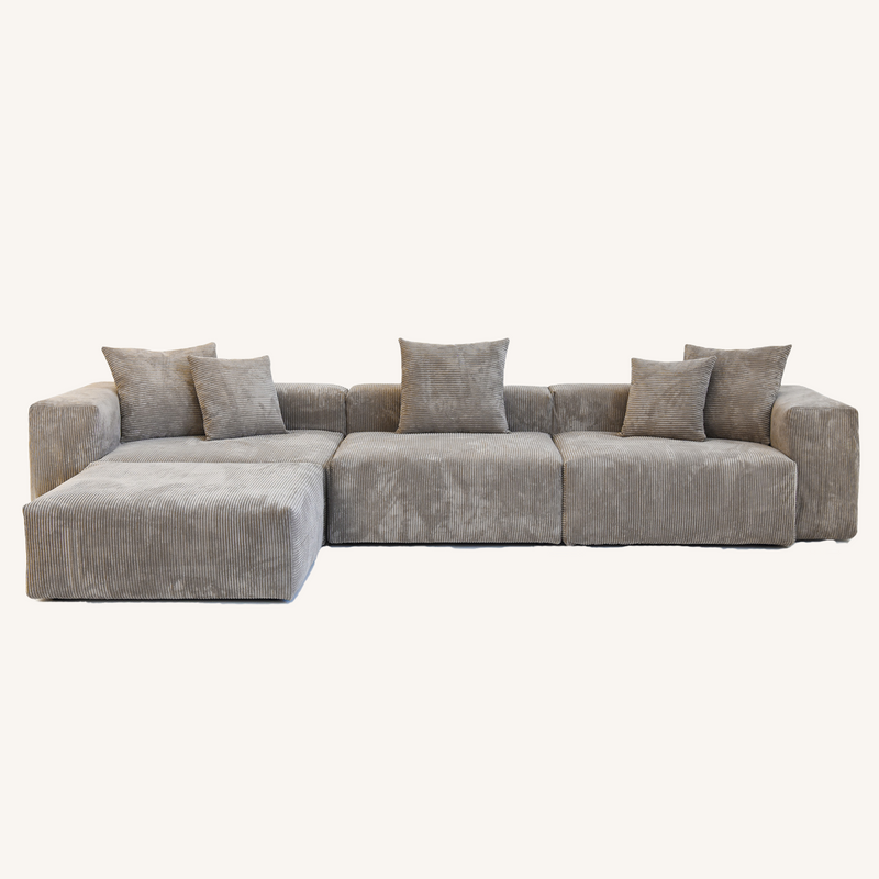 Corduroy 3-Seater Sectional in Mocha