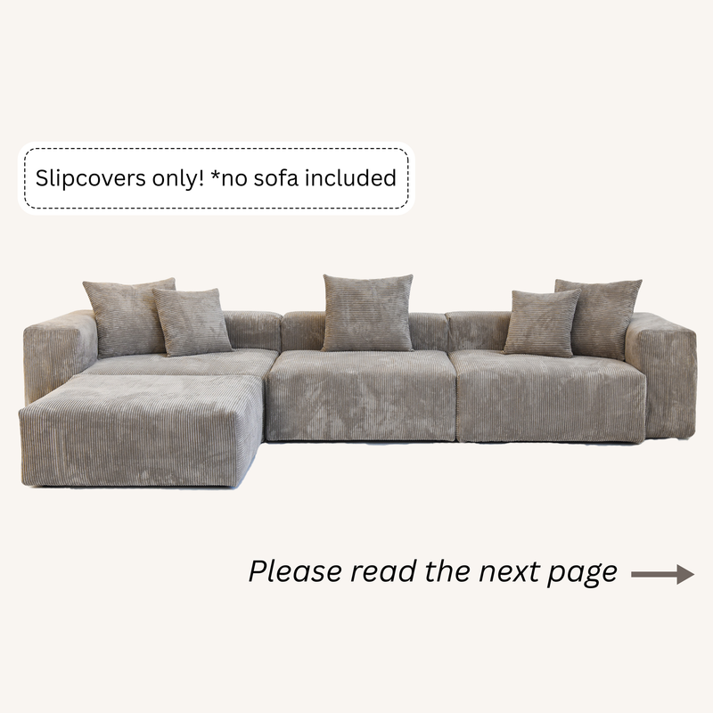 Slipcovers only! Corduroy 3-Seater Sectional in Mocha