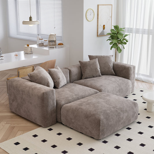 Corduroy 2-Seater Sectional in Mocha