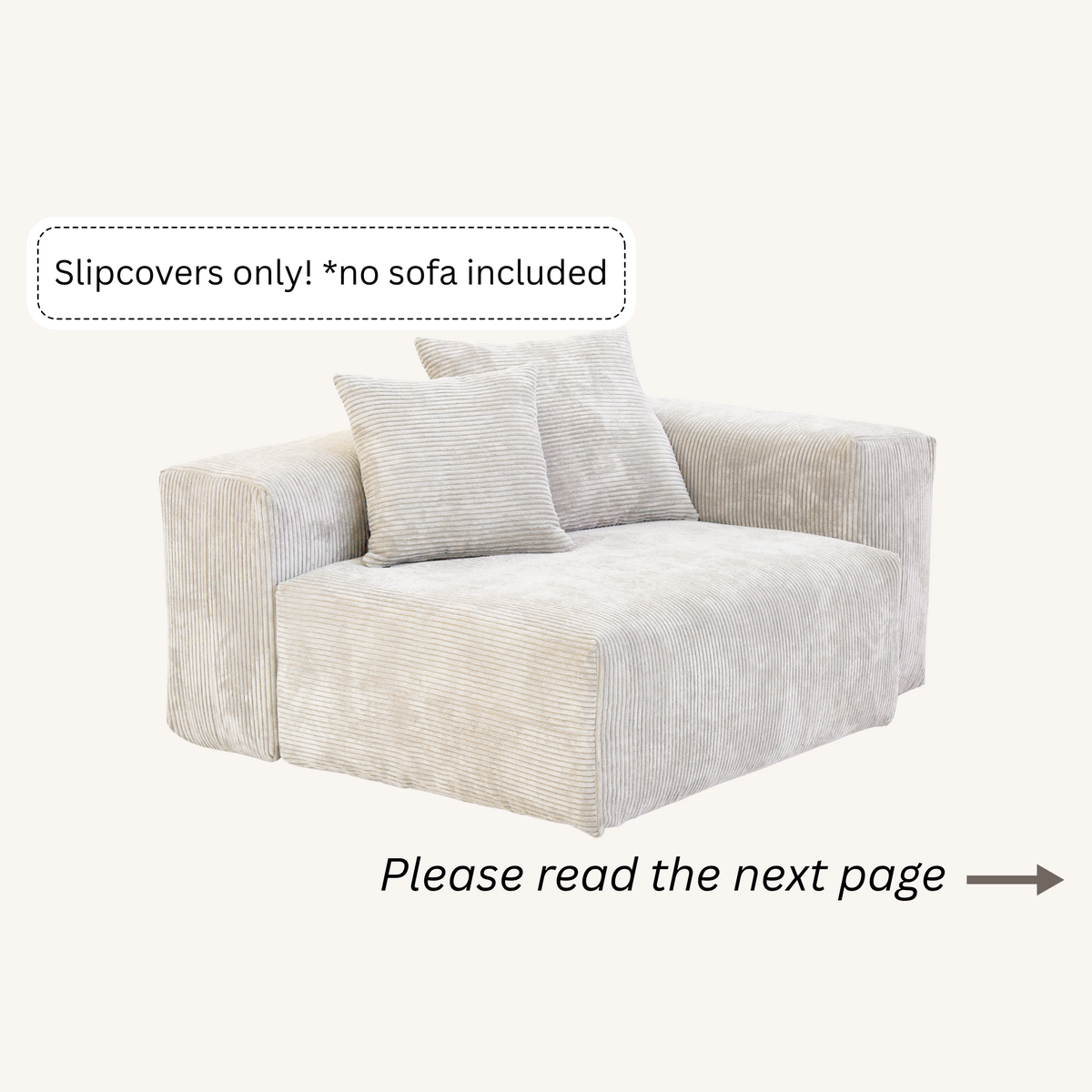 Slipcovers only! Corduroy L&R Facing Armrest in Sandstone