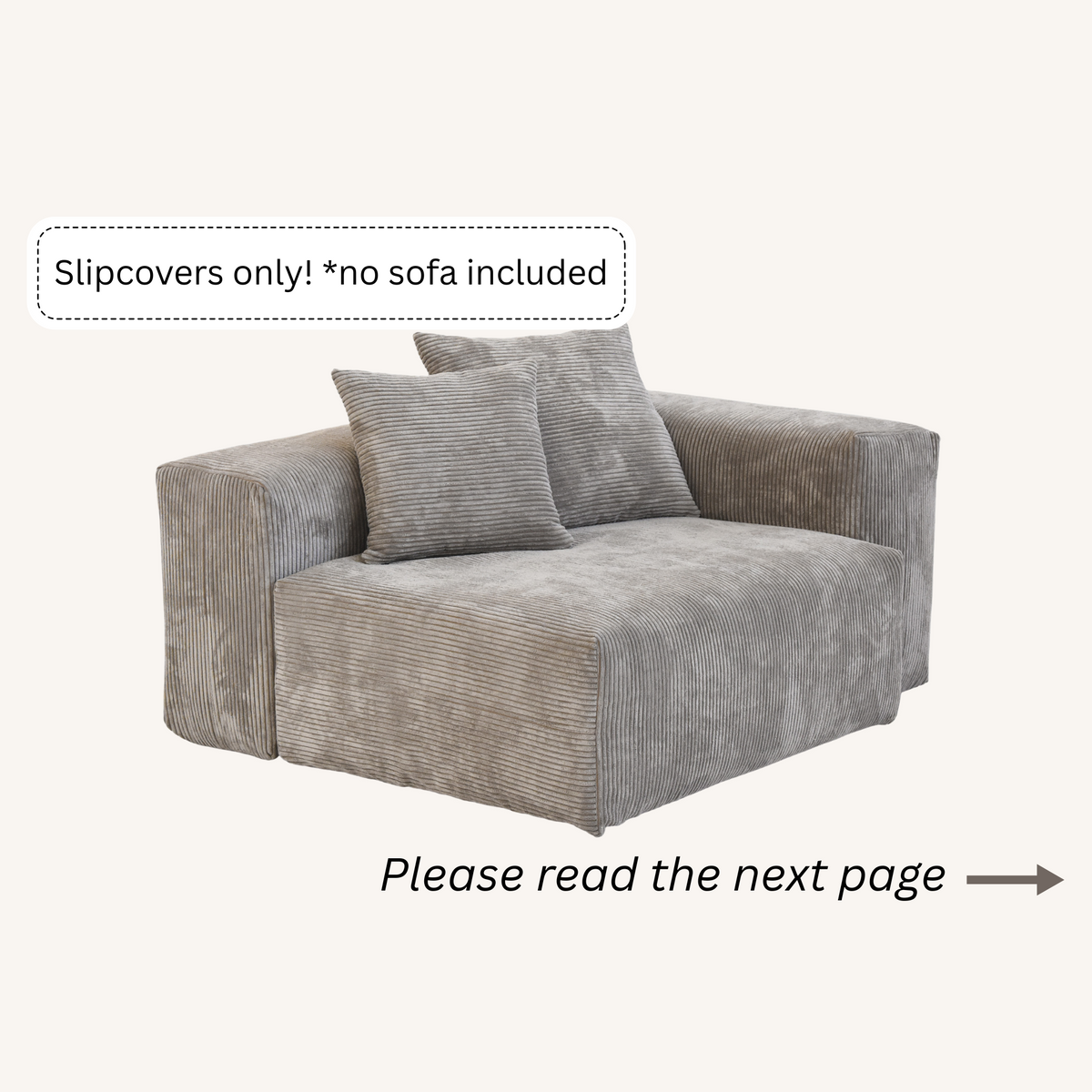 Slipcovers only! Corduroy L&R Facing Armrest in Mocha