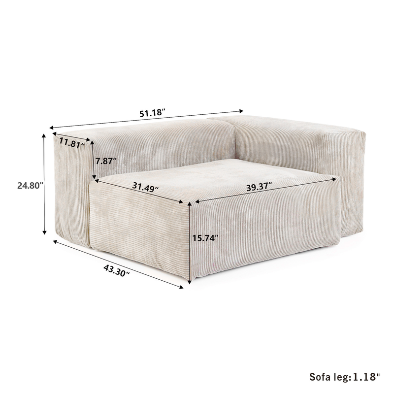 Corduroy L&R Facing Armrest in Sandstone