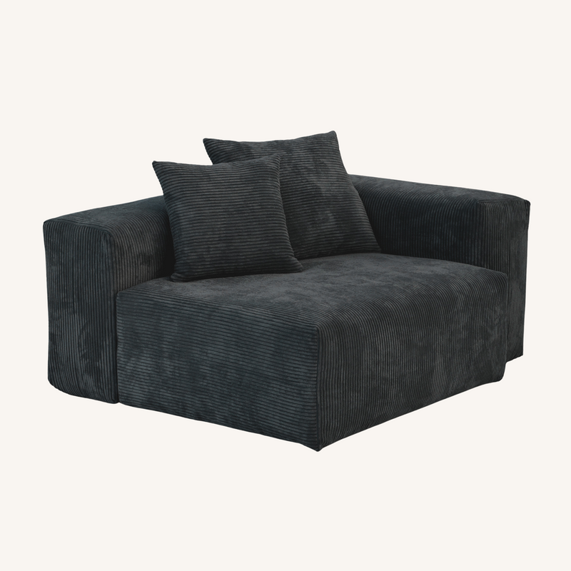 Corduroy L&R Facing Armrest in Obsidian