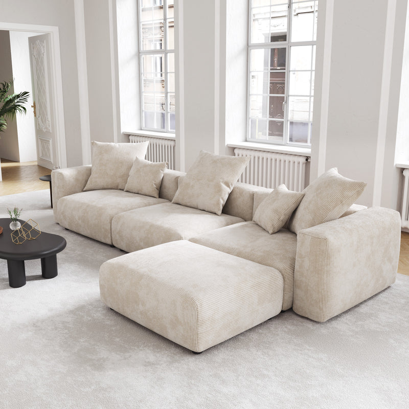 Corduroy 3-Seater Sectional in Sandstone