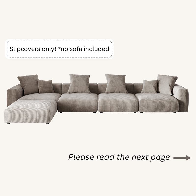 Slipcovers only! Corduroy 4-Seater Sectional in Mocha