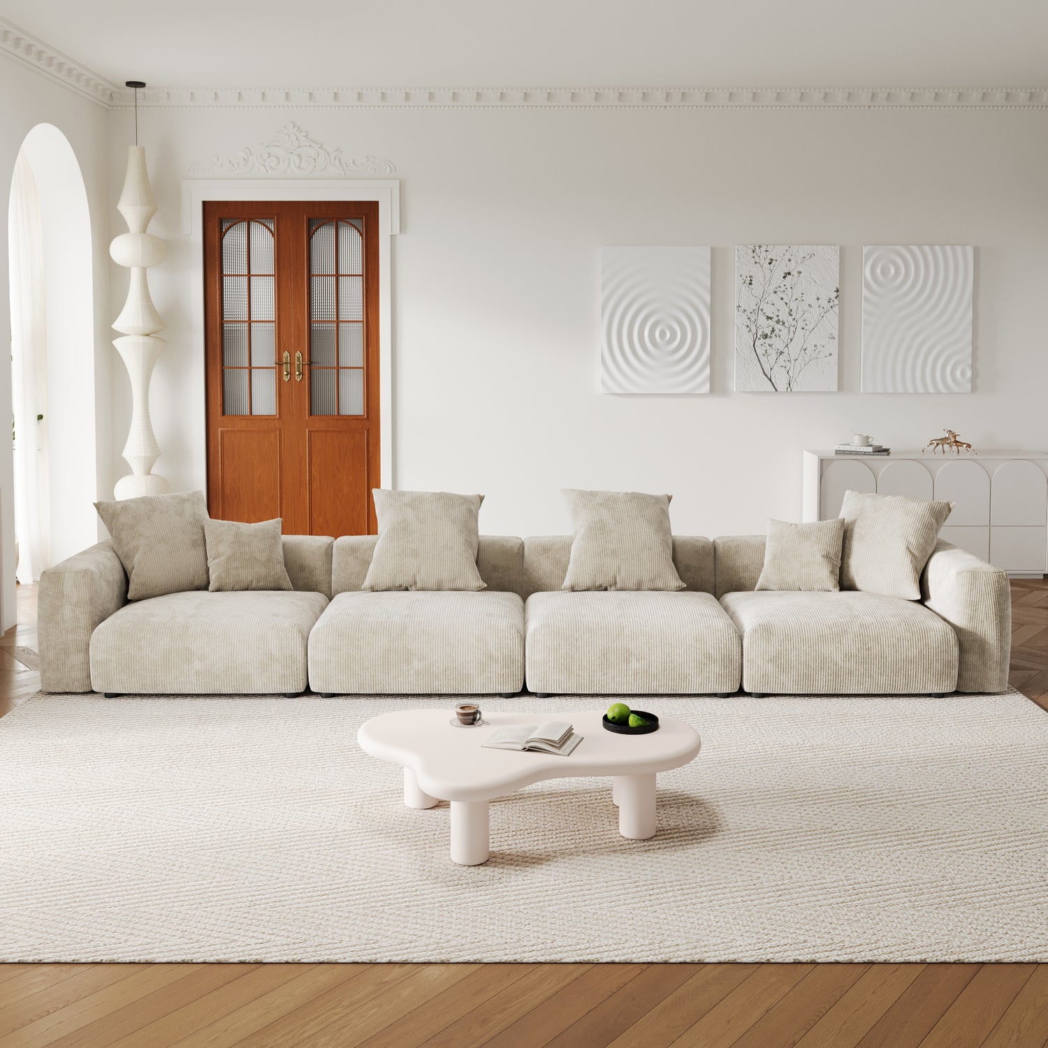 Corduroy 4-Seater Sofa in Sandstone