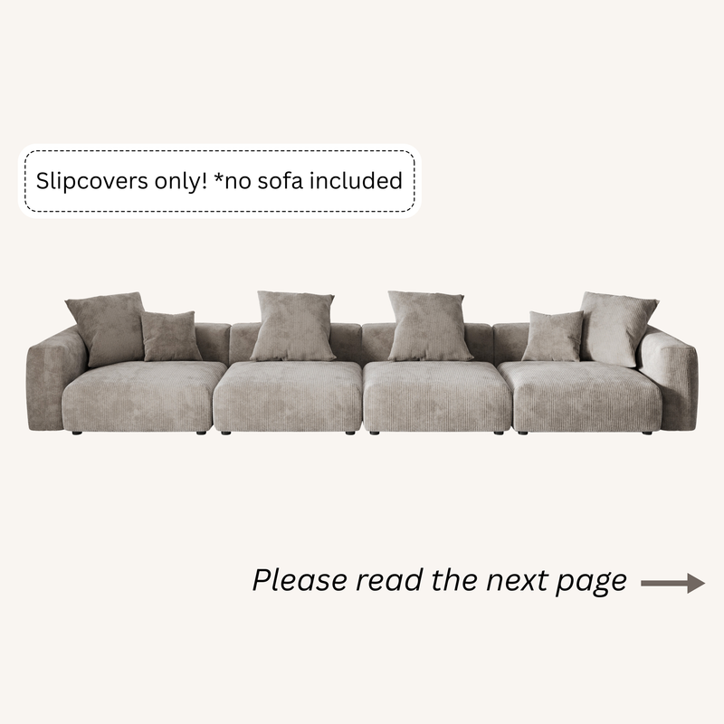 Slipcovers only! Corduroy 4-Seater Sofa in Mocha