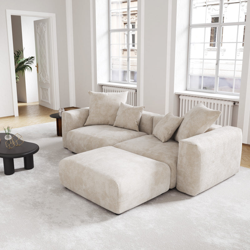Corduroy 2-Seater Sectional in Sandstone