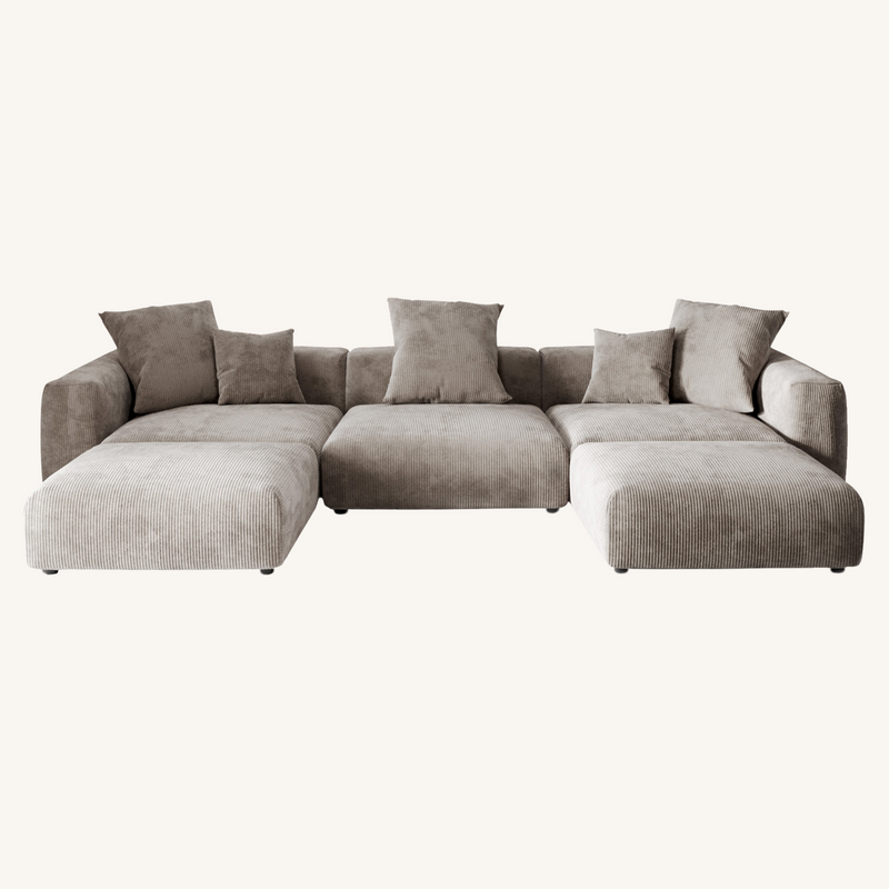 Corduroy 3-Seater U-Sectional in Mocha