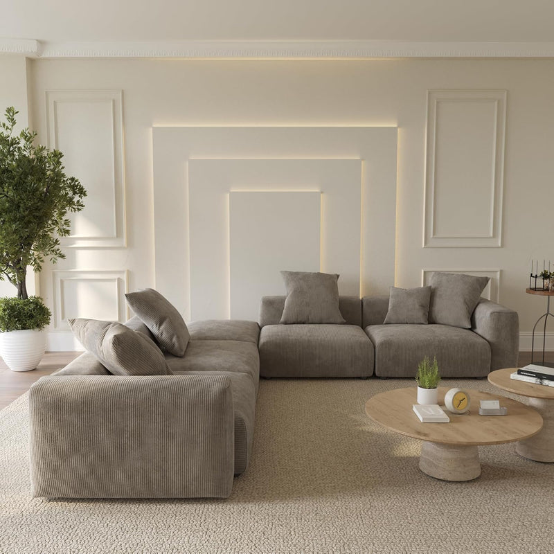 Corduroy 5-Seat Corner Sectional in Mocha