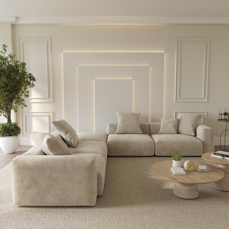 Corduroy 5-Seat Corner Sectional in Sandstone