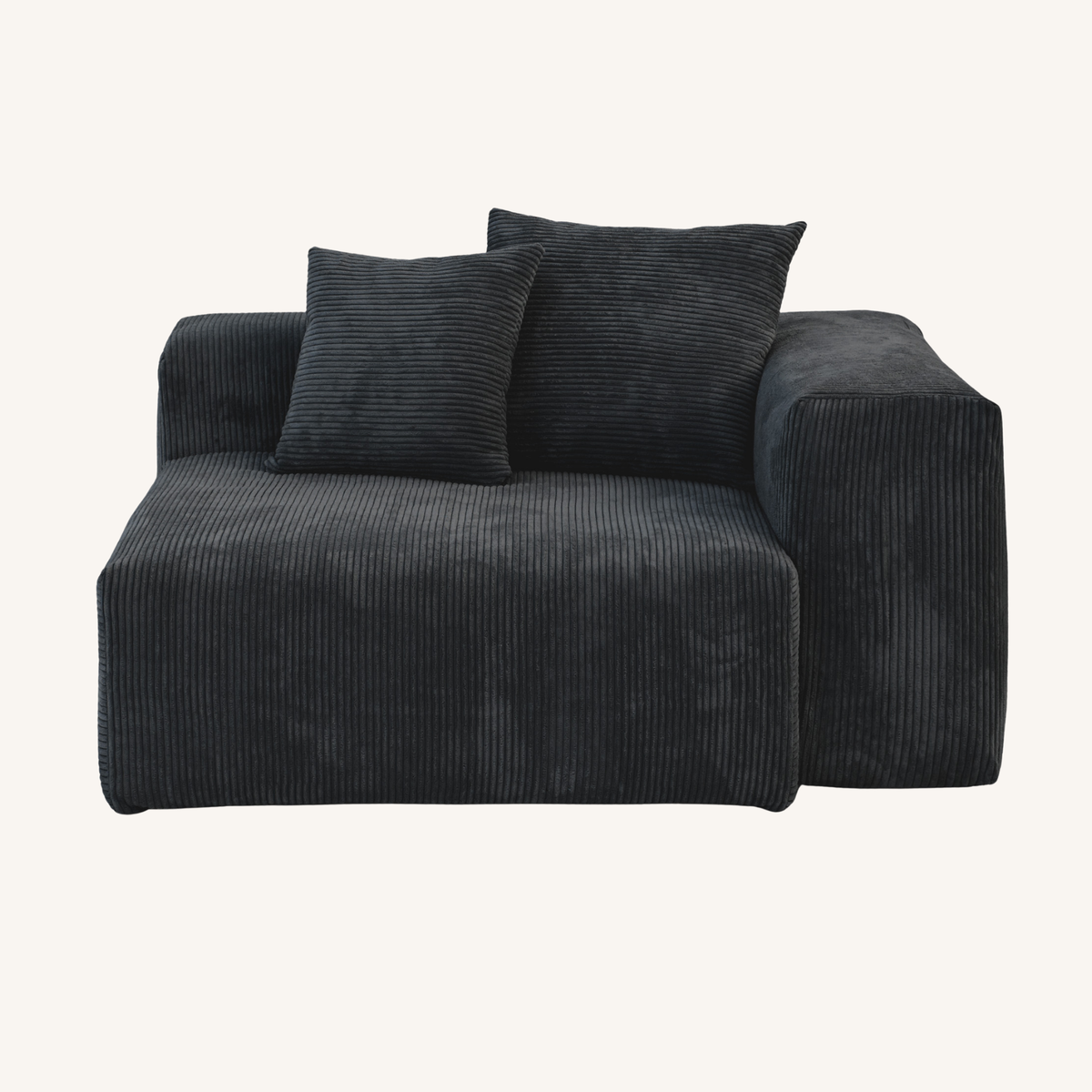 Corduroy Right Facing Armrest in Obsidian