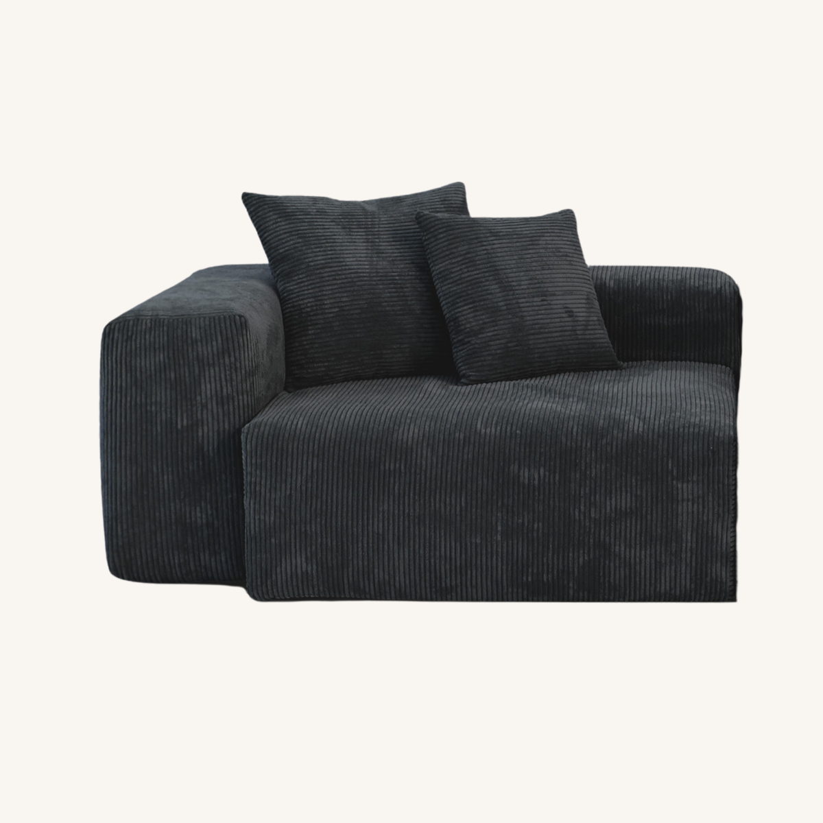 Corduroy Left Facing Armrest in Obsidian