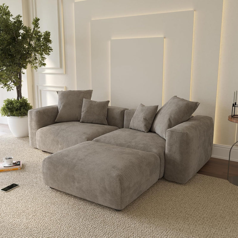 Corduroy 2-Seater Sectional in Mocha