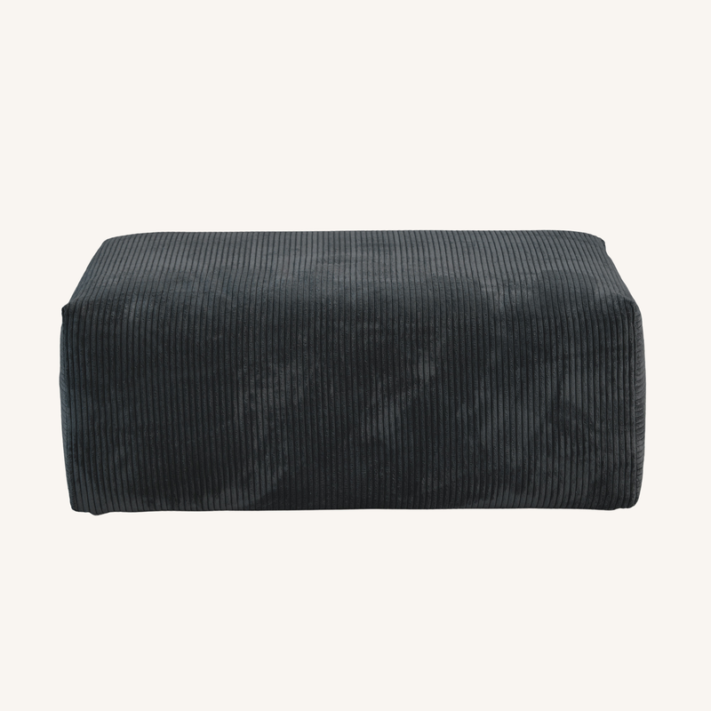 Corduroy Ottoman in Obsidian