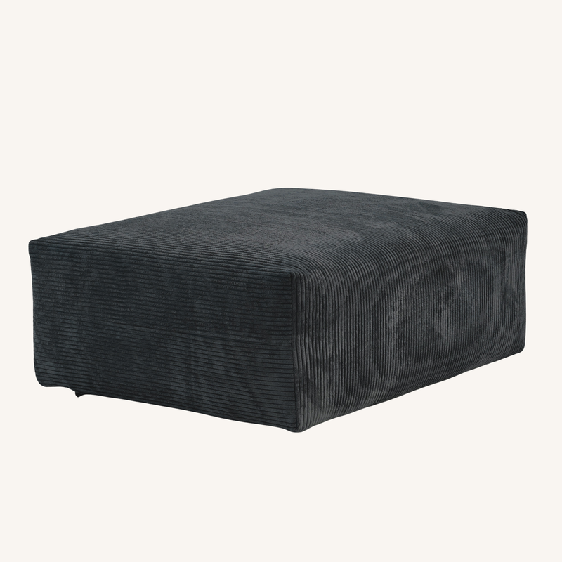 Corduroy Ottoman in Obsidian