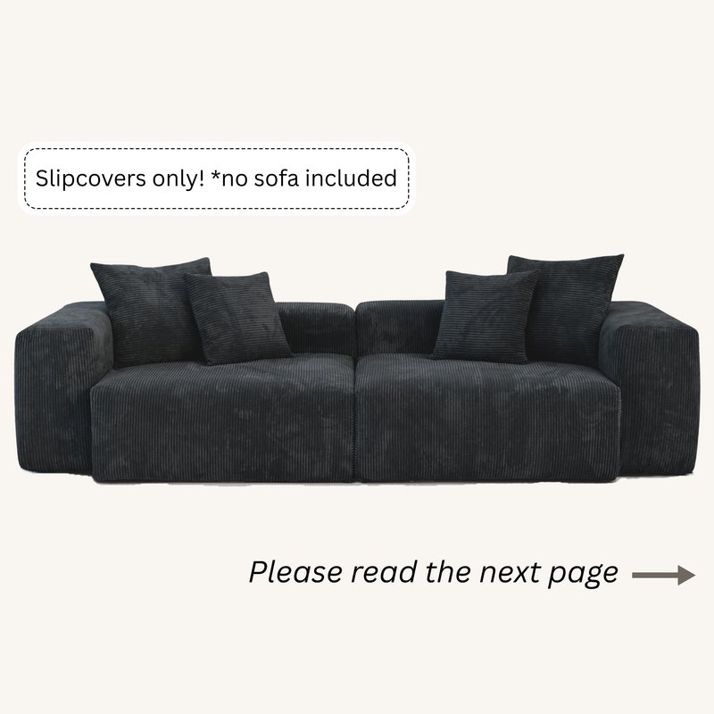 Slipcovers only! Corduroy 2-Seater Sofa in Obsidian