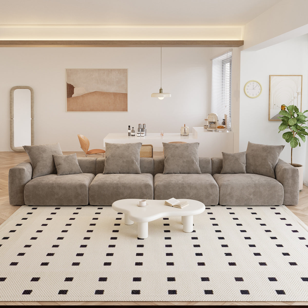 Corduroy 4-Seater Sofa in Mocha in Mocha