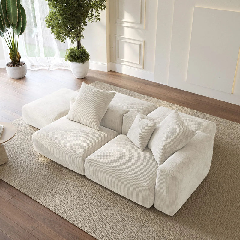 Corduroy 5‑Seat Modular Pit Sectional in Sandstone