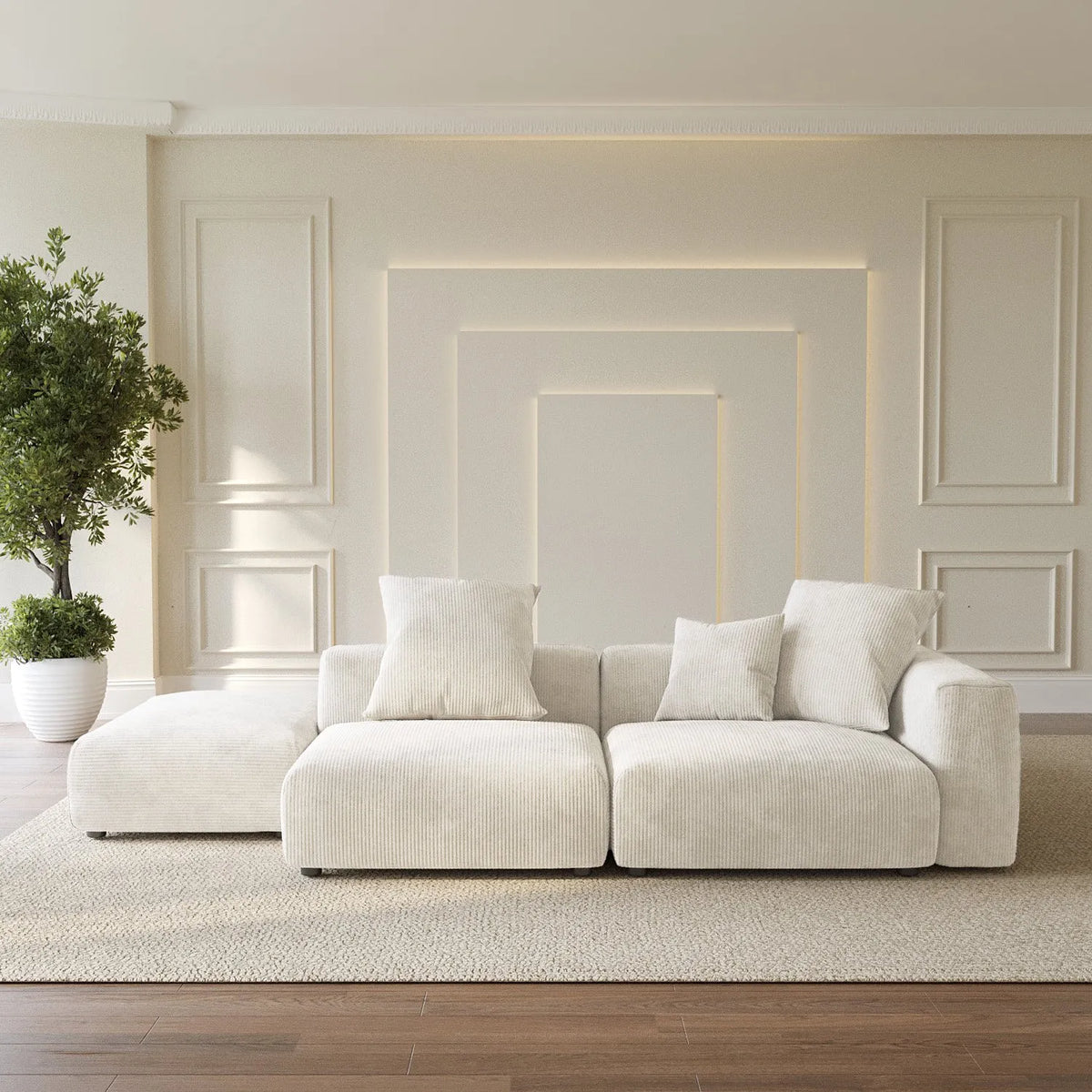 Corduroy 5‑Seat Modular Pit Sectional in Sandstone